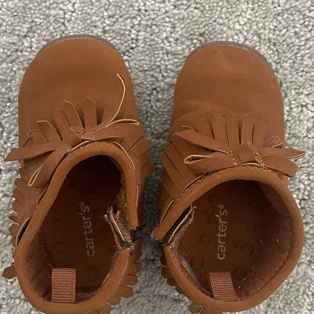 Carter's Tan Moccasin Kids Boots with Fringe